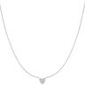 Silver heart-shaped pendant necklace on a white background