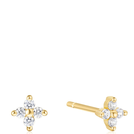 Ania Haie Sunny Sparkler Gold Four Petal Stud Earrings