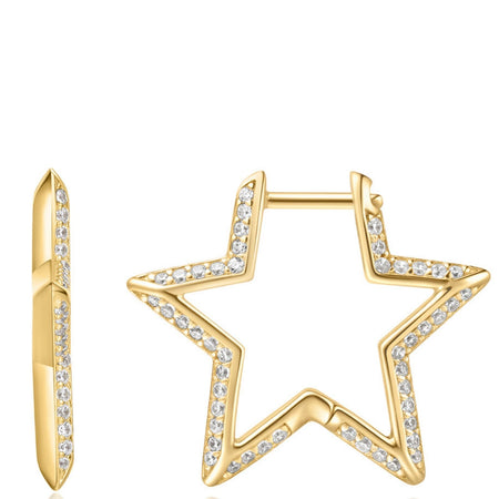 Ania Haie Sunny Sparkler Gold Star Hoop Earrings