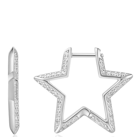 Ania Haie Sunny Sparkler Silver Star Hoop Earrings