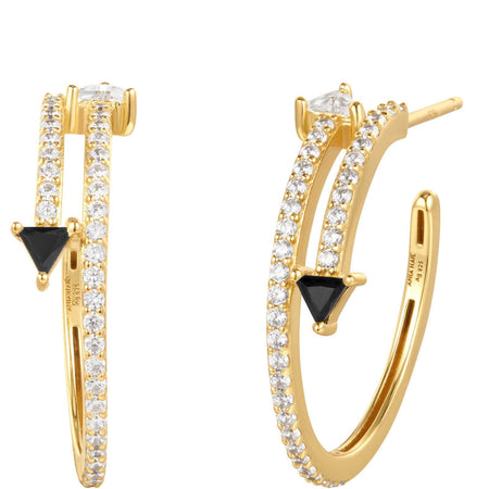 Ania Haie Sunshine Chaser Gold Black Arrow Hoop Earrings