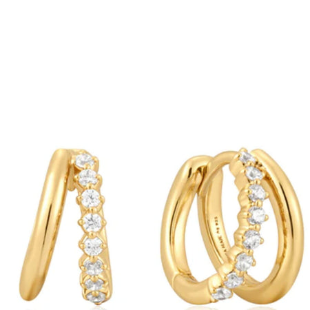 Ania Haie Sunshine Chaser Gold Double Mixed Huggie Earrings