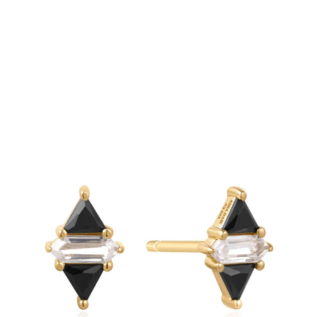 Ania Haie Sunshine Chaser Gold Triangle Black Stud Earrings