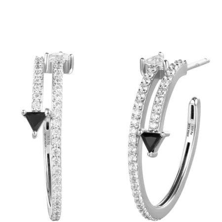 Ania Haie Sunshine Chaser Silver Black Arrow Hoop Earrings