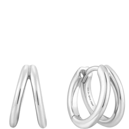 Ania Haie Sunshine Chaser Silver Double Hoop Earrings