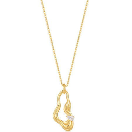 Ania Haie Taking Shape Gold Twisted Wave Drop Pendant Necklace