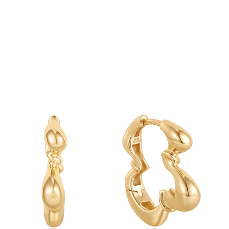 Ania Haie Taking Shape Gold Twisted Wave Huggie Hoop Earrings