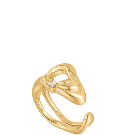 Ania Haie Taking Shape Gold Twisted Wave Wide Adjustable Ring