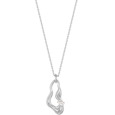 Ania Haie Taking Shape Silver Twisted Wave Drop Pendant Necklace