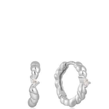 Ania Haie Taking Shape Silver Twisted Wave Hoop Earrings