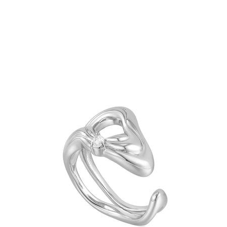 Ania Haie Taking Shape Silver Twisted Wave Wide Adjustable Ring