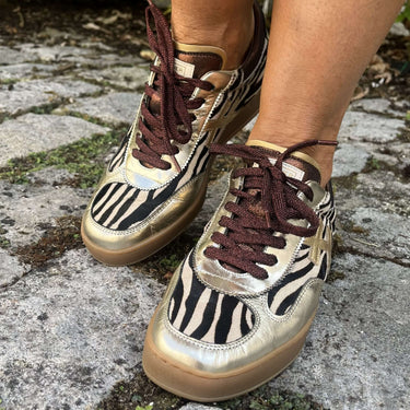 Another Trend Gold & Zebra Print Sneakers