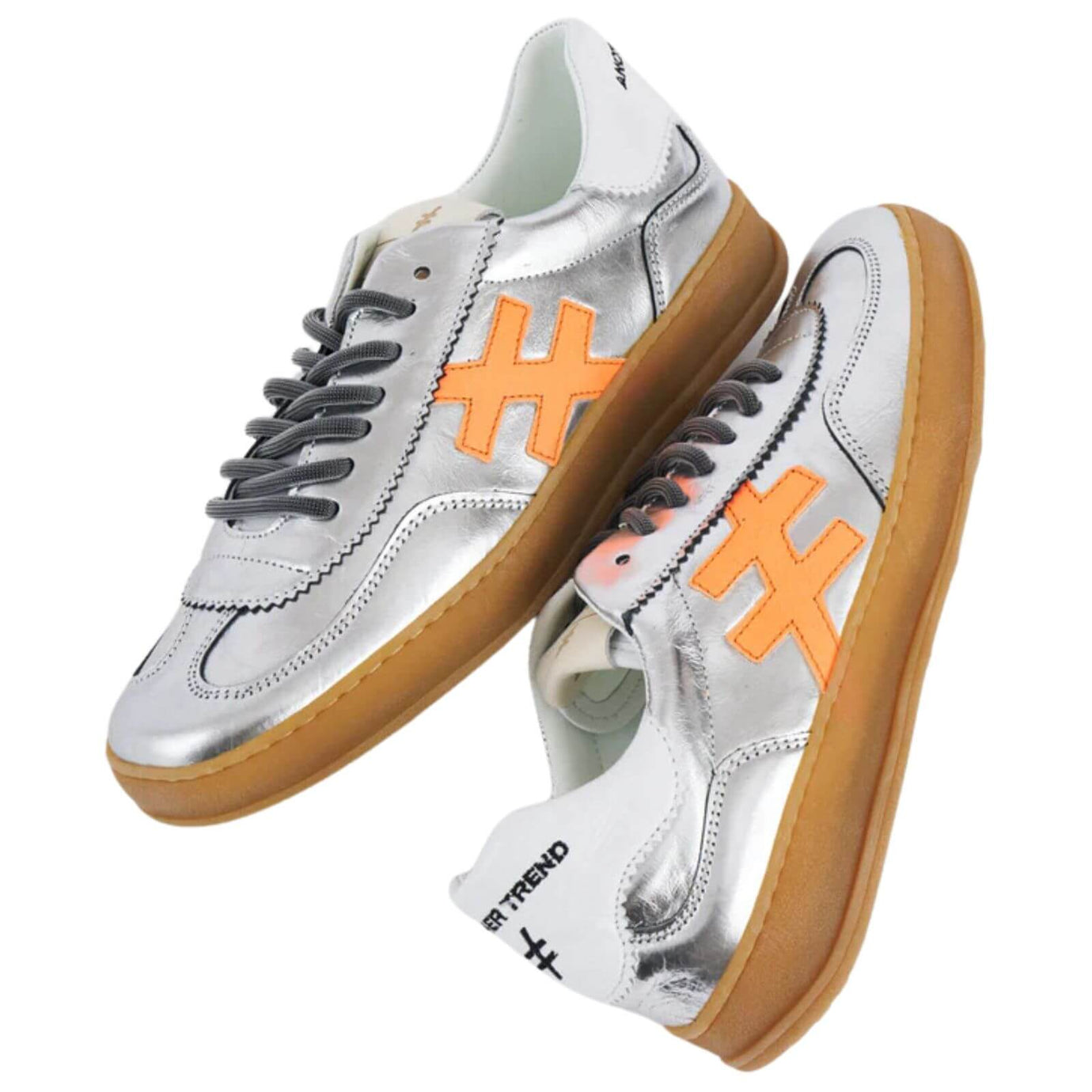 Another Trend Silver Orange Metallic Sneakers