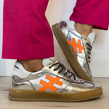 Another Trend Silver & Orange Metallic Sneakers