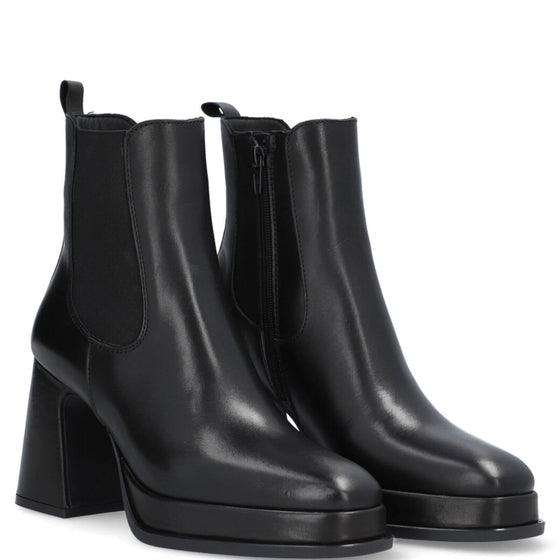 Alpe Black Leather Platform Boots