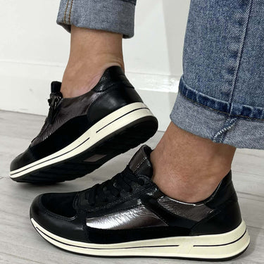 ara-black-suede-silver-patent-sneakers