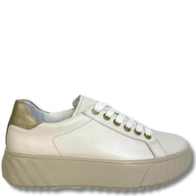 ladies white leather raised sole lace up sneakers