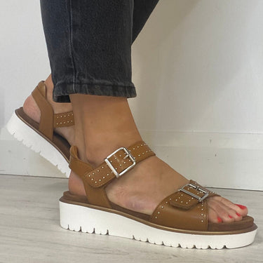 ara-tan-leather-silver-studded-velcro-strap-sandals