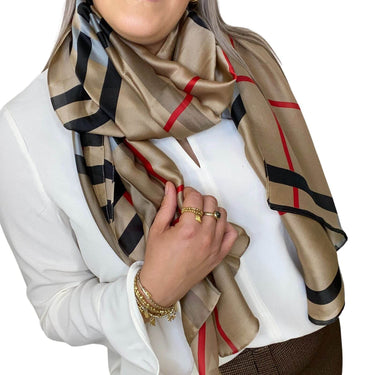 Barbara Neutral Check Scarf