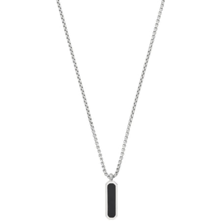 Bartlett Black Onyx Tag Silver Necklace