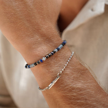 Bartlett Gents Black and Blue Gemstone Stretch Bracelet