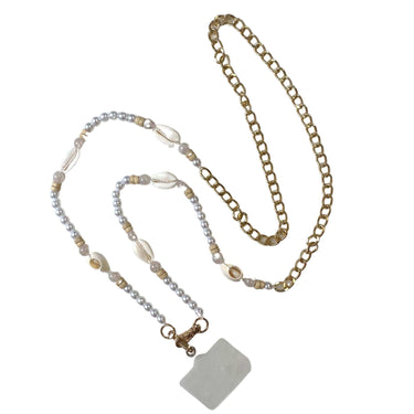 lanyard with shell and bead details on a white background