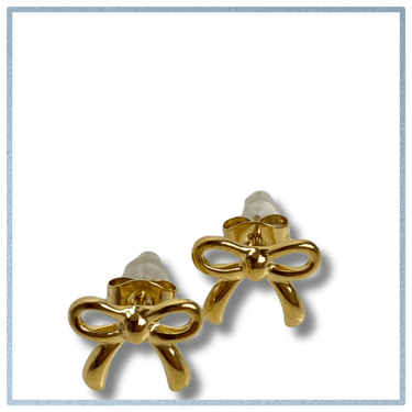 Gold Bow Stud Earrings