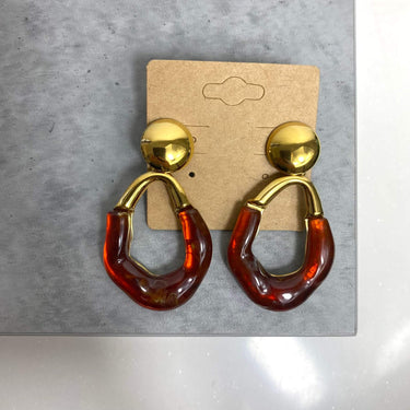 BeJeweled At Soul Gold Brown Stone Large Drop Earrings