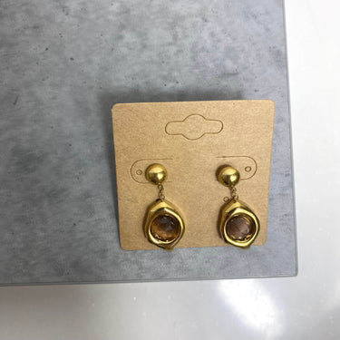 BeJeweled At Soul Gold Brown Stone Small Drop Earrings
