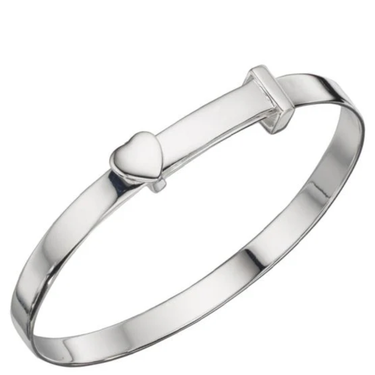 Silver bracelet with a heart charm on a white background