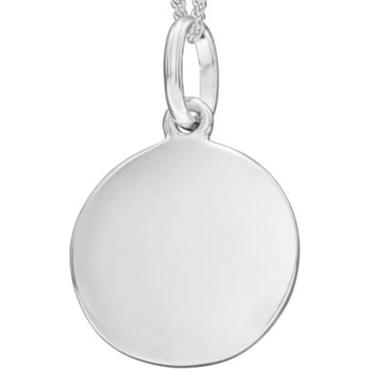 Silver round pendant on a white background
