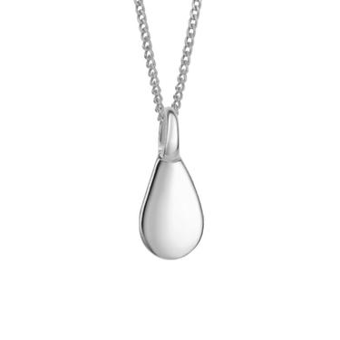 ladies engravable silver teardrop pendant on silver chain