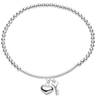 ladies silver bead bracelet with engravable heart pendant