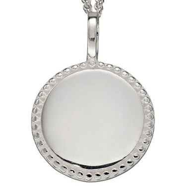 BeJeweled Bespoke Silver Round Disc Pendant (Millegrain Edge)