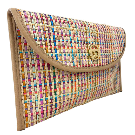 Binnari Cala Natural & Multi Coloured Clutch Bag