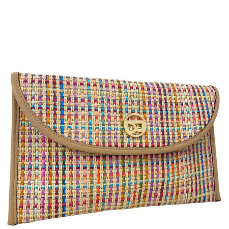Binnari Cala Natural & Multi Coloured Clutch Bag