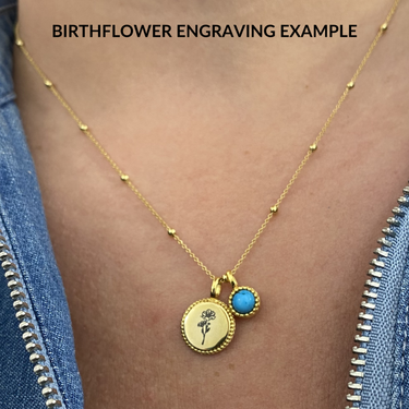 BeJeweled Bespoke Gold Summer Turquoise Pendant, Disc & Chain