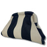 Navy and beige striped bag on a white background