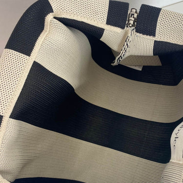 Black & Beige Striped Fabric Grab Bag