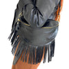 Black Leather Fringed Crossbody Bag