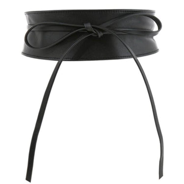 Black Leather Wrap Around Waist Belt