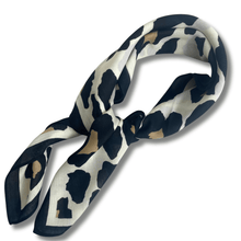 ladies black and cream leopard design neck scarf