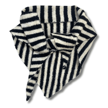 Black & Beige Stripe Knit Triangle  Neck Scarf