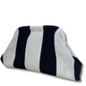 Black and white striped pouch on a white background
