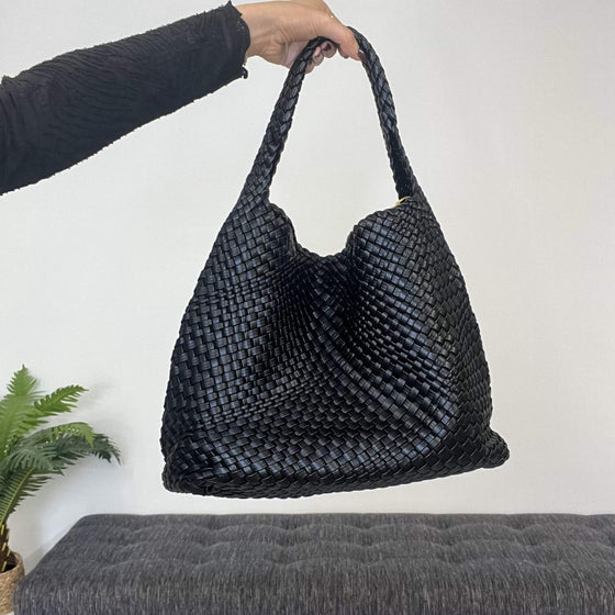 black-woven-2-in-1-shoulder-bag