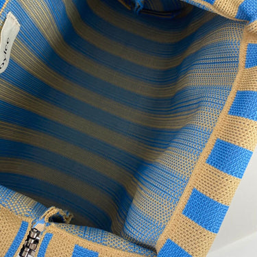 Blue & Beige Stripe Fabric Grab Bag