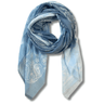 Blue paisley patterned scarf on a white background