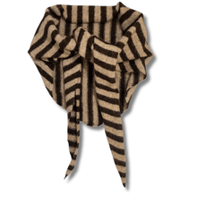 Brown & Taupe Stripe Knit Large Triangle Neck Scarf