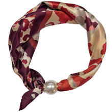 Burgundy & Orange Leopard Print Pearl Neck Scarf