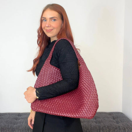 Burgundy Woven 2 IN 1 Shoulder Bag